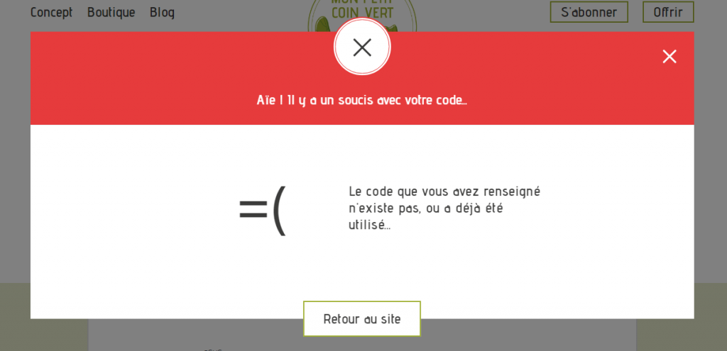 Mon code de carte cadeau m'affiche un message d'erreur