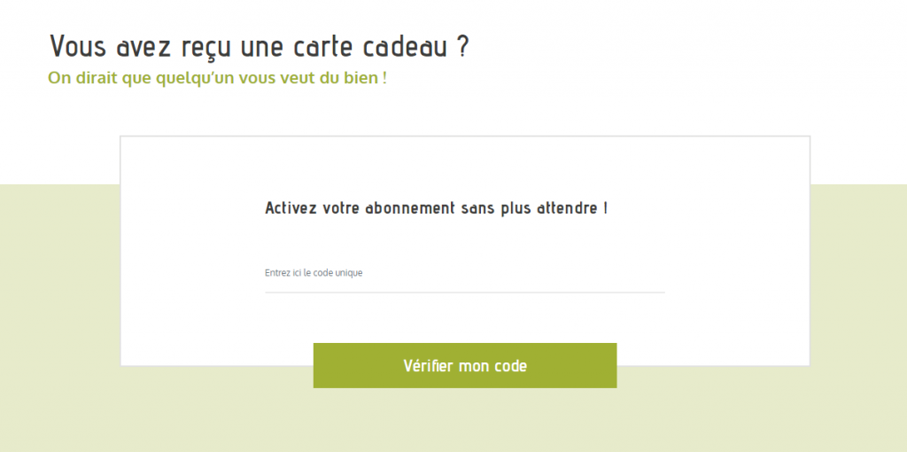 Insérer mon code de carte cadeau