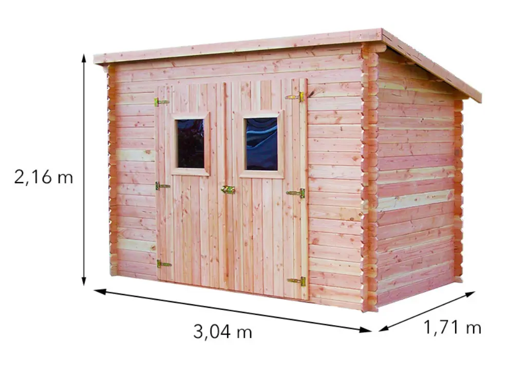 Abri de jardin en bois Douglas - 5m² Monopente